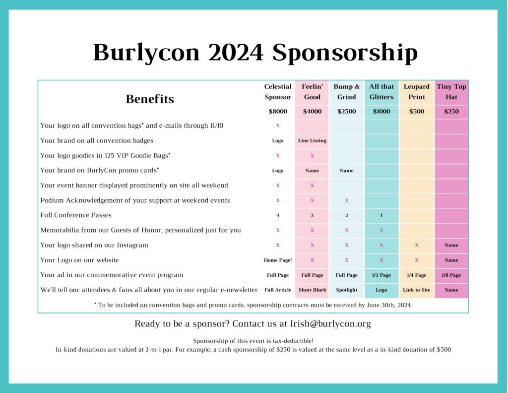 Burlycon 2024 Sponsorship Levels