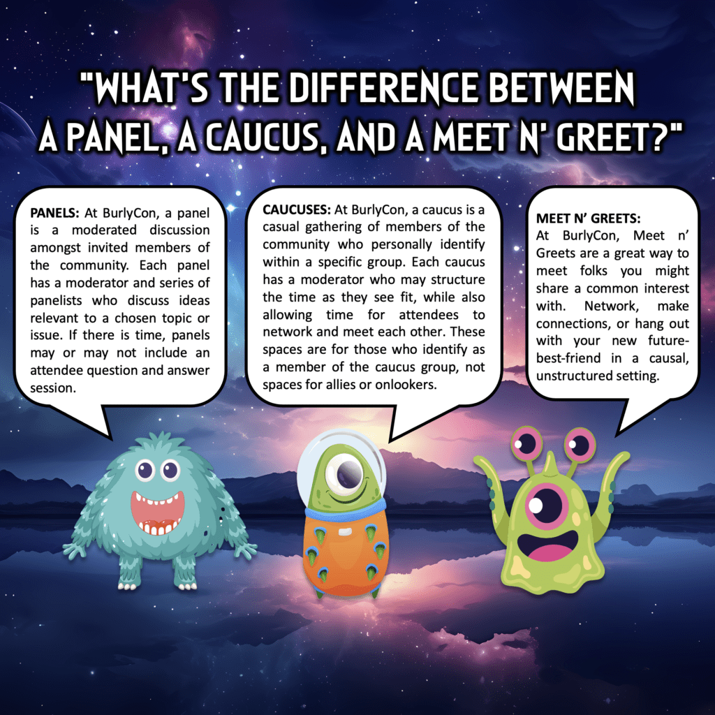 What's the difference between a panel, a caucus, and a meet n' greet?